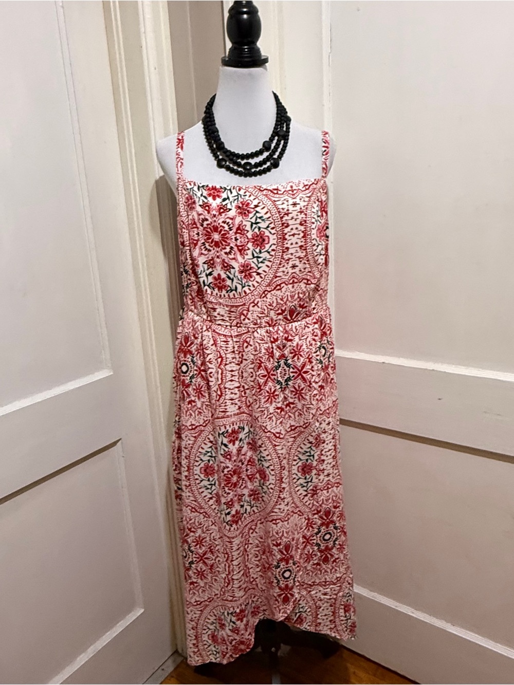 torrid Red Floral Medallion Maxi Dress with Square Neck